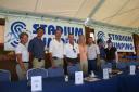 2006 WEF Press Conference with Beezie Madden, Chris Kappler, Ian Millar, George Morris, Arlene Page, Michael Morrissey, Louise Serio, and Holly Orlando, a Ken Kraus Photo
